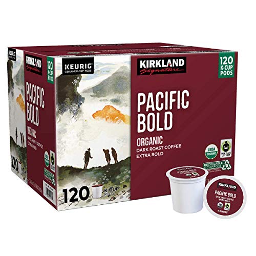 Kirkland Signature Organic Pacific Bold Dark-Roast Coffee, 120 K-Cup Pods - SET OF 3
