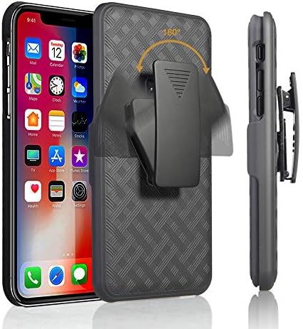 HIDAHE Holster Case for iPhone 11 Pro Max (6.5"), Combo Shell & Holster Slim Shell Case for Men with Built-in Kickstand + Swivel Belt Clip Holster for Apple iPhone 11 Pro Max 6.5'' ONLY, Black