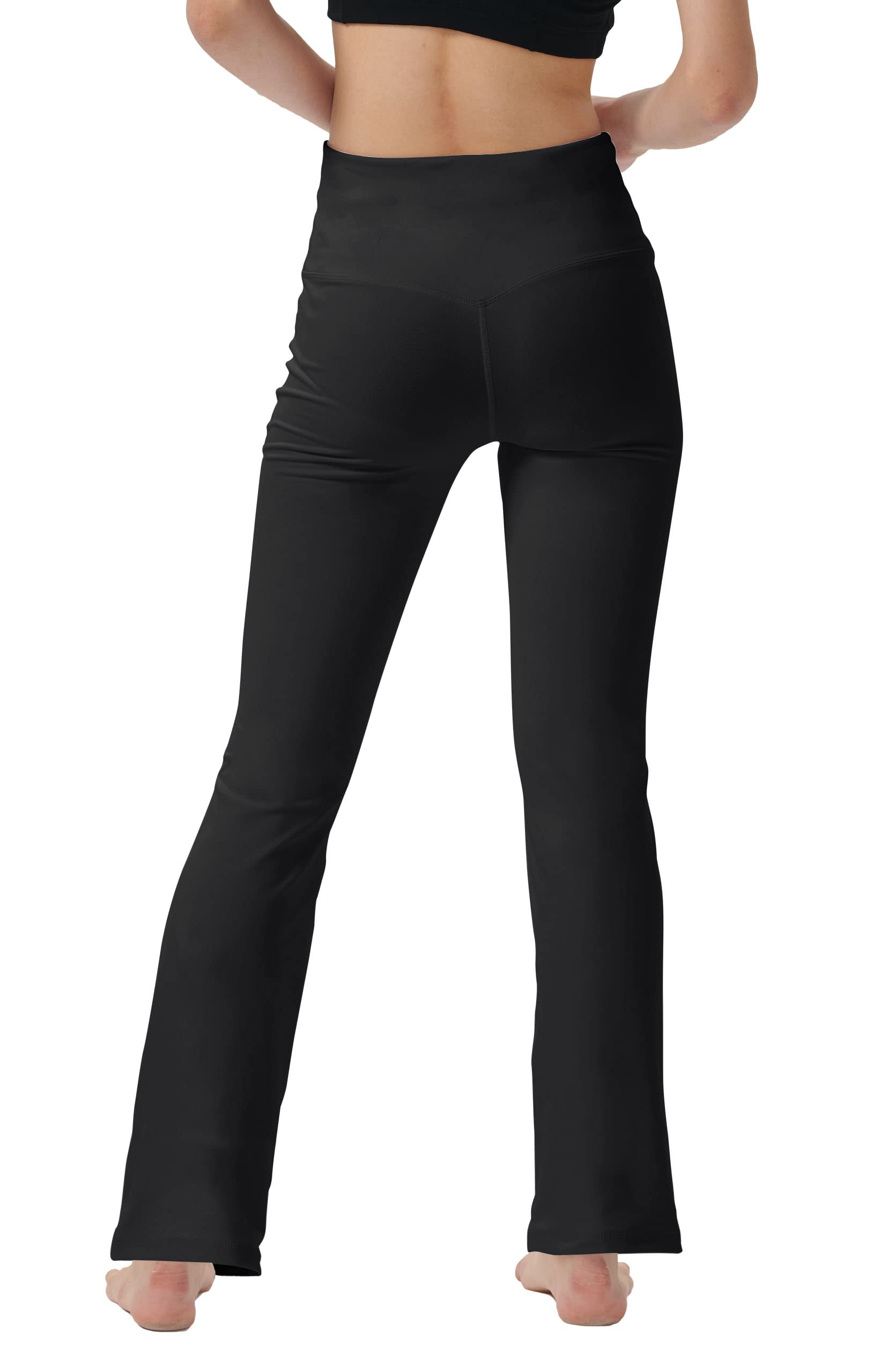 LaiEr Pantaloni da Yoga da Donna con 4 Tasche Pantaloni da Lavoro a Vita Alta 4 Vie Stretch Controllo Pancia Pantaloni Lunghi Svasati, (2 Tasche Laterali e Posteriori),