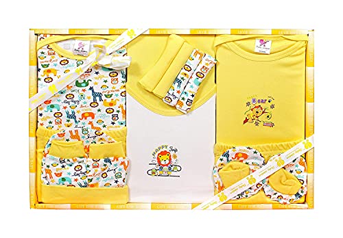Image of Baby Station 13 Pcs Cotton Gift Set for New Born Baby /Infants| Baby Shower Giftpack | Unisex Gift Set | Baby Boys | Baby Girls (Pack of 13, Yellow)