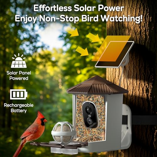 wansview 2K Bird Feeder with Camera Solar Powered 2 4G WiFi F1 Brown - image 5