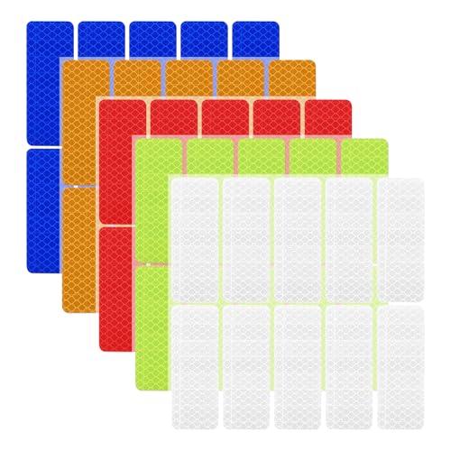 Dimeho Warnung Reflektierende Aufkleber, 50 Pcs Reflektorband Selbstklebend Sicherheit Warnband Nacht Hohe Sichtbarkeit Wasserdicht Reflektoren Aufkleber für Fahrrad, Anhänger, Fahrzeug, Roller, Helme