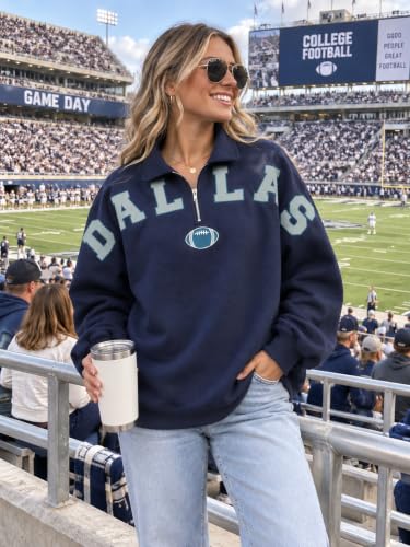QLIPIN Football Sweatshirt Women Game Day Quarter Zip Pullover Top for Fan - image 2