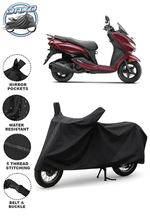 Image of Daxo Waterproof Scooty Cover for Suzuki Burgman Street 125 | All Weather Protection from Rain, Dust, UV Rays & Scratches with Mirror Pockets & Buckle Belt | Burgman Street 125 Scooty Cover