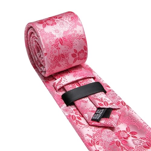 Image of Barry.Wang Flower Ties for Men Silk Woven Floral Tie Sets Necktie Handkerchief Cufflinks Wedding Party