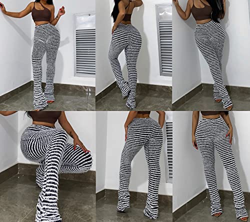Vakkest Women's Striped Knitted Stacked Leggings Pants Hip Lifting Casual Streetwear Trousers Y2K Fluffy Jogger Sweatpants4