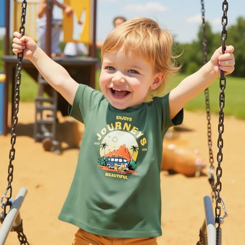 TABNIX Boys' 4-Pack Pear Hot Dog Short Sleeve Crewneck T-Shirts Top Tee 2-7 Years Toddler Boys' Value Pack Cotton T-Shirt - Thumbnail 2