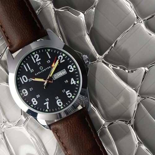 Image of Carlington Aristocrat Series Analog Day & Date Watches for Men with Premium Leather Strap - CT 1073