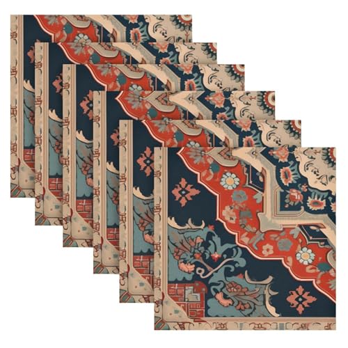 Servilletas de Tela Vintage Estilo Boho Mandala Azul Pack 6 miniatura 2