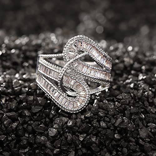 Wedding Band Engagement Ring Set for Women 925 Sterling Silver 5.0Ct Round White AAA Twist Ring Band Cubic Zirconia Rings CZ Simulated Diamond Eternity Bands Engagement Wedding4