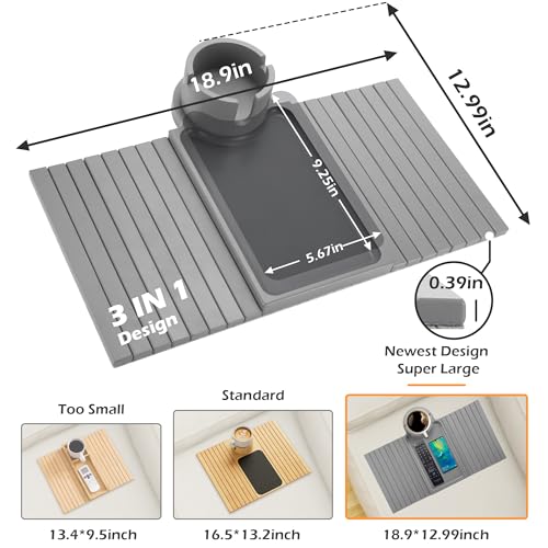 image for GHKINMAL Couch Cup Holder Tray, Large Couch Arm Table with 360° Ratat