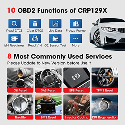 Launch Obd2 Scanner Crp129X Scan Tool 8 Reset Oil/Epb/Tpms/Sas/Dpf/Bms/Throttle Reset,Injector Coding Diagnostic Tool Abs Srs Engine Transmission Car Scanner, Autovin, Lifetime Free Update #TOP6