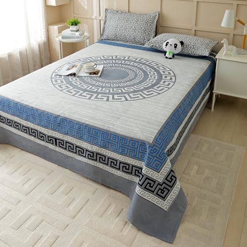 Story@Home 210 TC Jaipuri Print Cotton Feel Double Bedsheet for Bedroom Queen Size with 2 Pillow Cover (225 CMX 250 CM)- Ivory