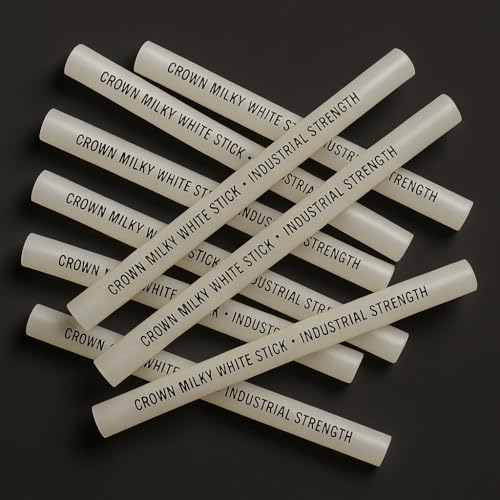Image of Crown Milky White Hot Melt Glue Stick | Strong Gumming for DIY & Professional Use | White Color | 220mm x 11mm | Pack of 20