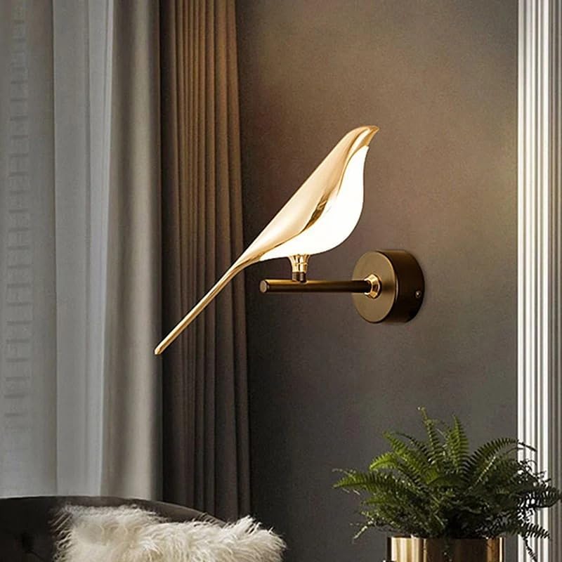 Metal Modern Chirpy LED Bird Light for Living Room,Bird Pendant Light for Wall Luxury & Elegant,Night Light Decor Bedroom Fancy Light for Dining Area Decoration for Staircase,Hallway,Kitchen-image-5