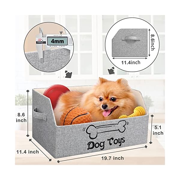 LOVSTORAGE [Upgraded Large Dog Toy Bin Collapsible Dog Toy Box 2X Thicker Sturdy Dog Toy Basket Puppy Toy Storage Bed for Organizing Pet Toys Treats Clothes and Accessories(Grey) LOVSTORAGE [Upgraded Large Dog Toy Bin Collapsible Dog Toy Box 2X Thicker Sturdy Dog Toy Basket Puppy Toy Storage Bed for Organizing Pet Toys Treats Clothes and Accessories(Grey)