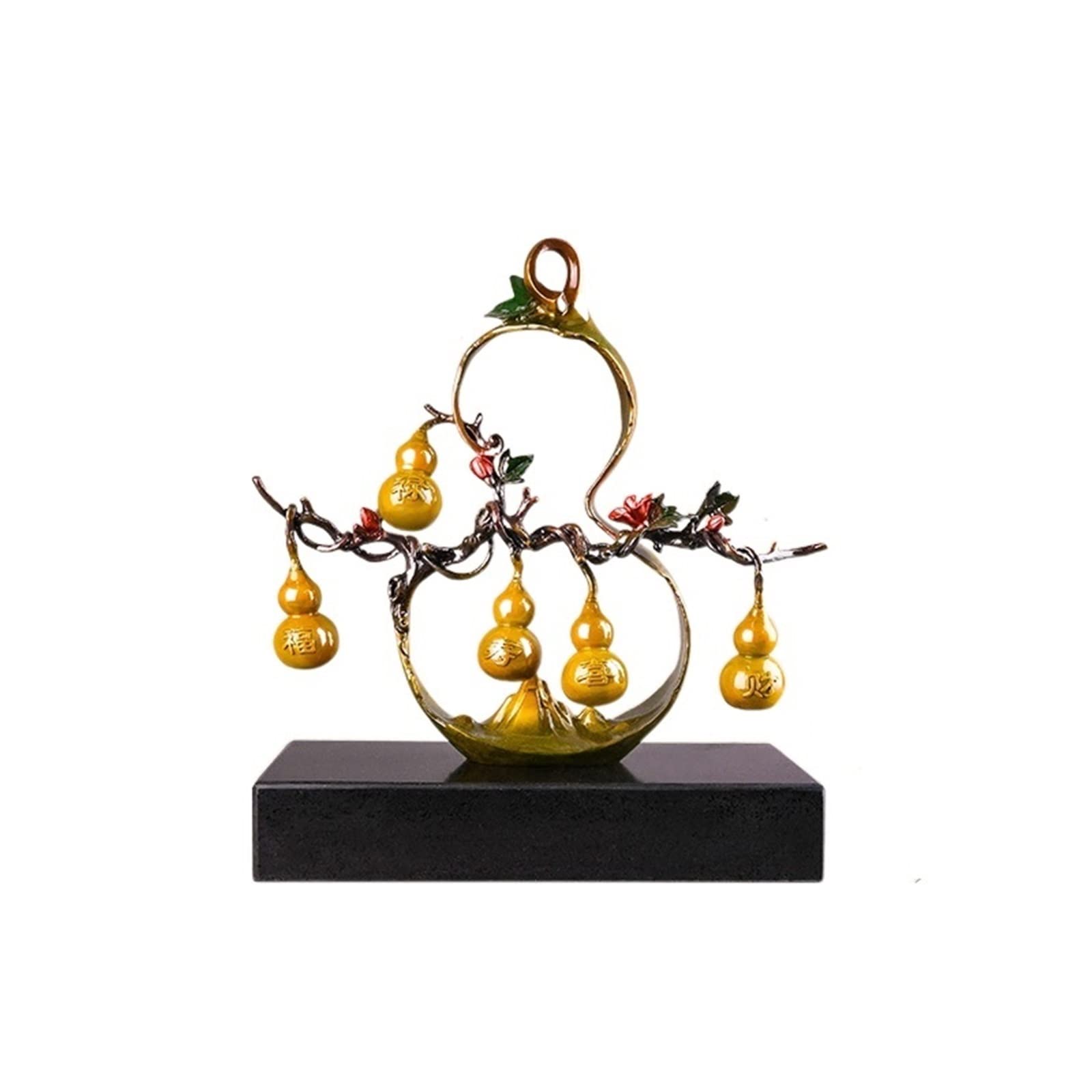 hongchenke34 Copper statue Five Blessings Gourd Bronze Entryway Ornament Living Room TV Cabinet Boccia Decorative Sculpture