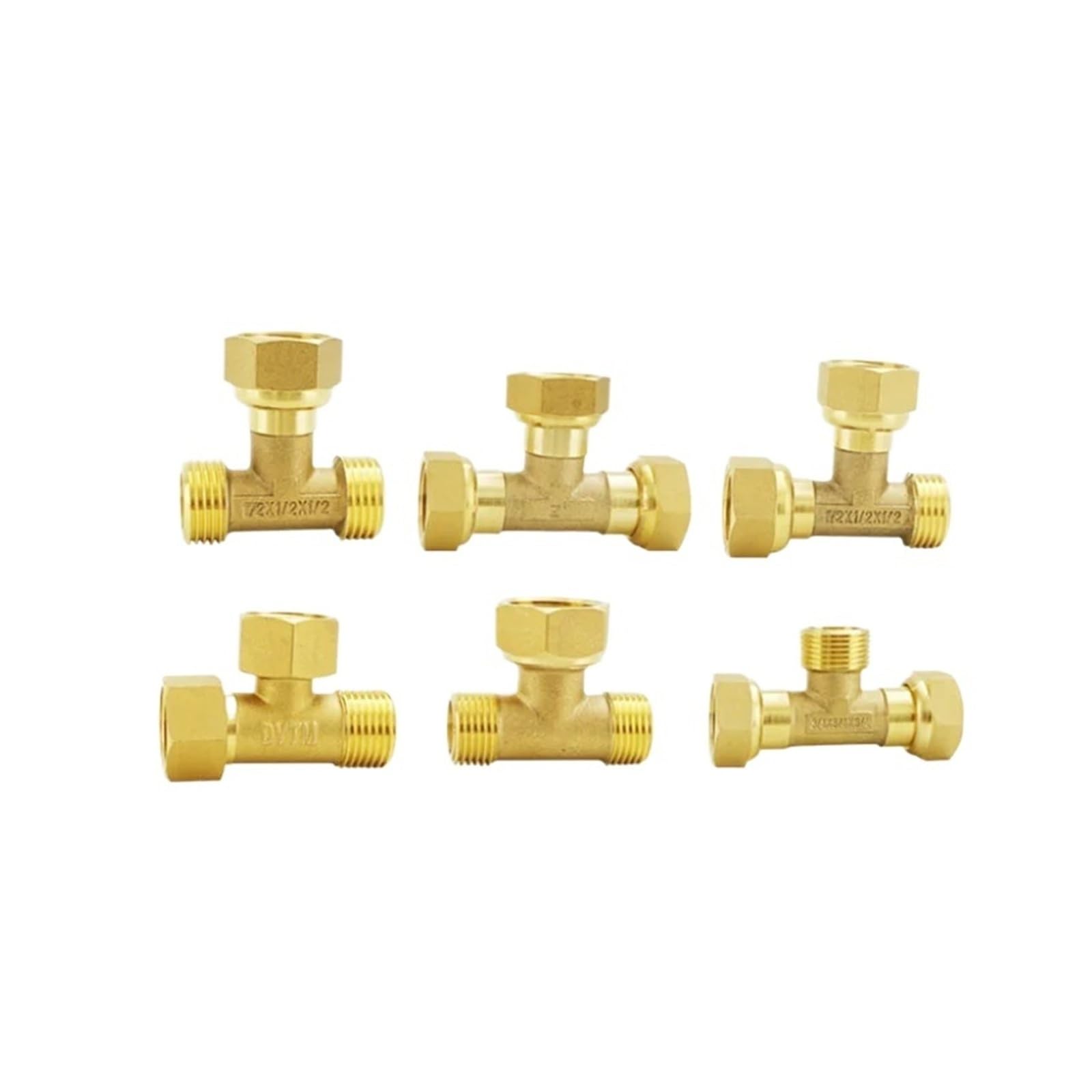 Adaptador de conector de tubería en T de latón con rosca hembra BSP de 1/2", 3/4" y 1" for calentador de agua(3l4BSP F-F-F)