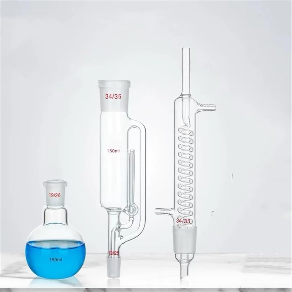60/150 ml/250 ml/500 ml/1000 ml/2000 ml kondensator ze szkła laboratoryjnego i korpus ekstraktora z opakowanym zestawem do szkła laboratoryjnego (150 ml serpentyny)
