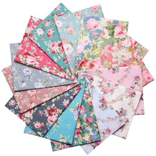 Coupons de tissu 100% coton Nodsaw floral pour couture et patchwork 45x55 cm