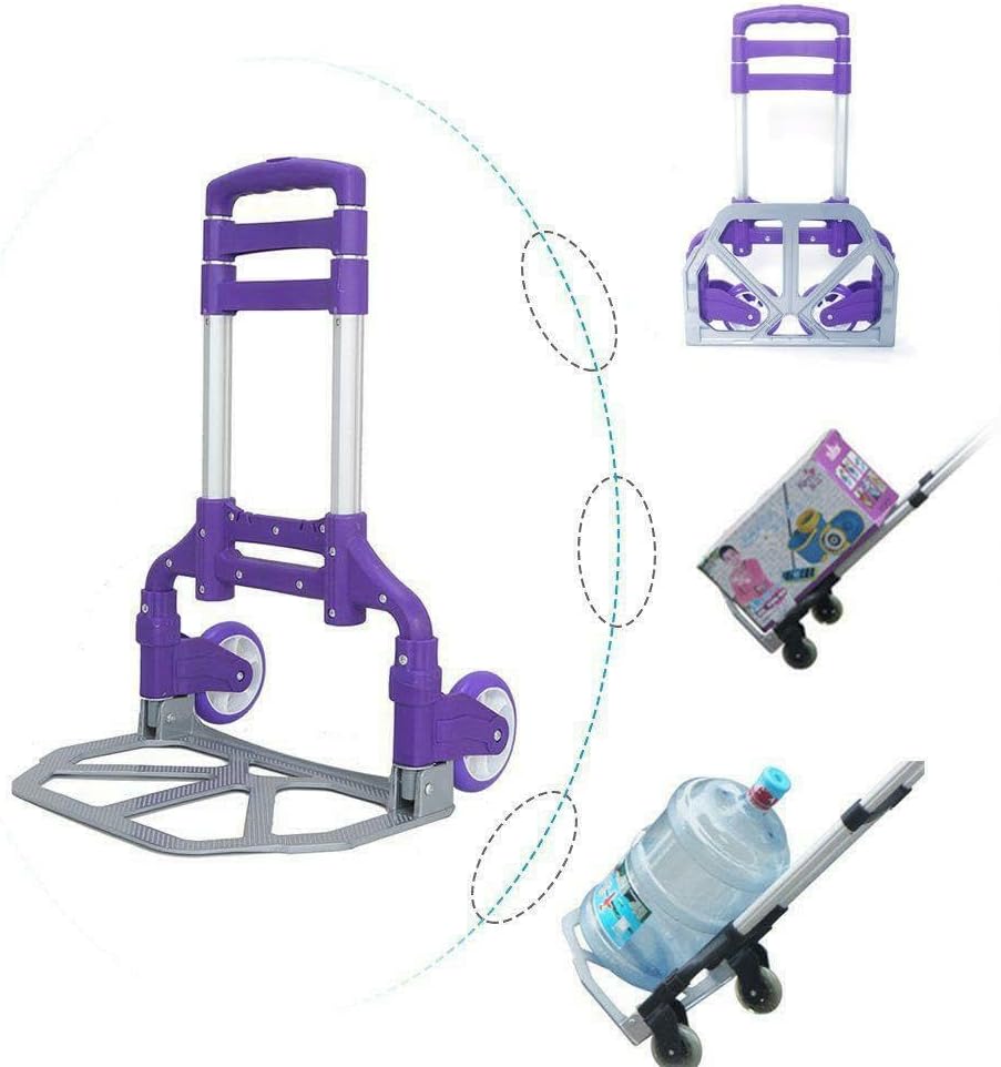 170lbs Luggage Cart Folding Dolly Collapsible Trolley Push Hand Truck Shopping