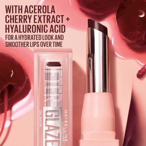Maybelline New York - Baume Huile Hydratant - Lèvres Lissées et Brillantes - Effet Laqué - Enrichi en Acide Hyaluronique et Extrait de Cerises - Lifter Glaze - Teinte : 003 Rose Bite