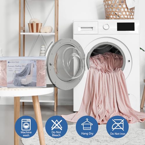 Image of CHOSHOME Cooling Blanket for Hot Sleepers - Summer Blanket Thin Soft Lightweight Breathable Double Side Enhanced Cooling for Hot Flashes, Night Sweats, Bed, Couch (Pink, 90 x 108 inches)