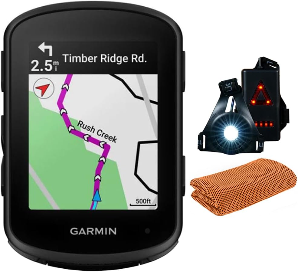 Garmin 010-02695-00 Edge 840, Compact GPS Cycling Computer, Device Only | Official USA Partner Model | Bundle with Sport Towel + Deco Essentials Wearable Commuter Front and Rear Safety Light