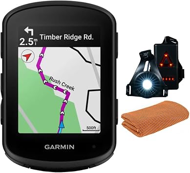 Garmin 010-02695-00 Edge 840, Compact GPS Cycling Computer, Device Only | Official USA Partner Model | Bundle with Sport Towel + Deco Essentials Wearable Commuter Front and Rear Safety Light
