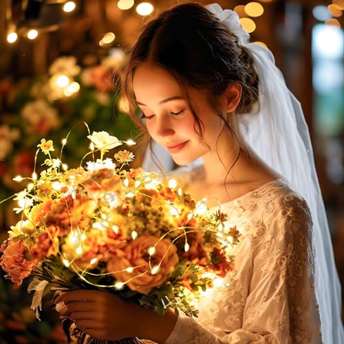 LEECOCO led lichterkette mit batterie, außen, mit klein (zusätzlich 5 Batterien), (10 Pack 1M 10 LEDs, Warmweiß)