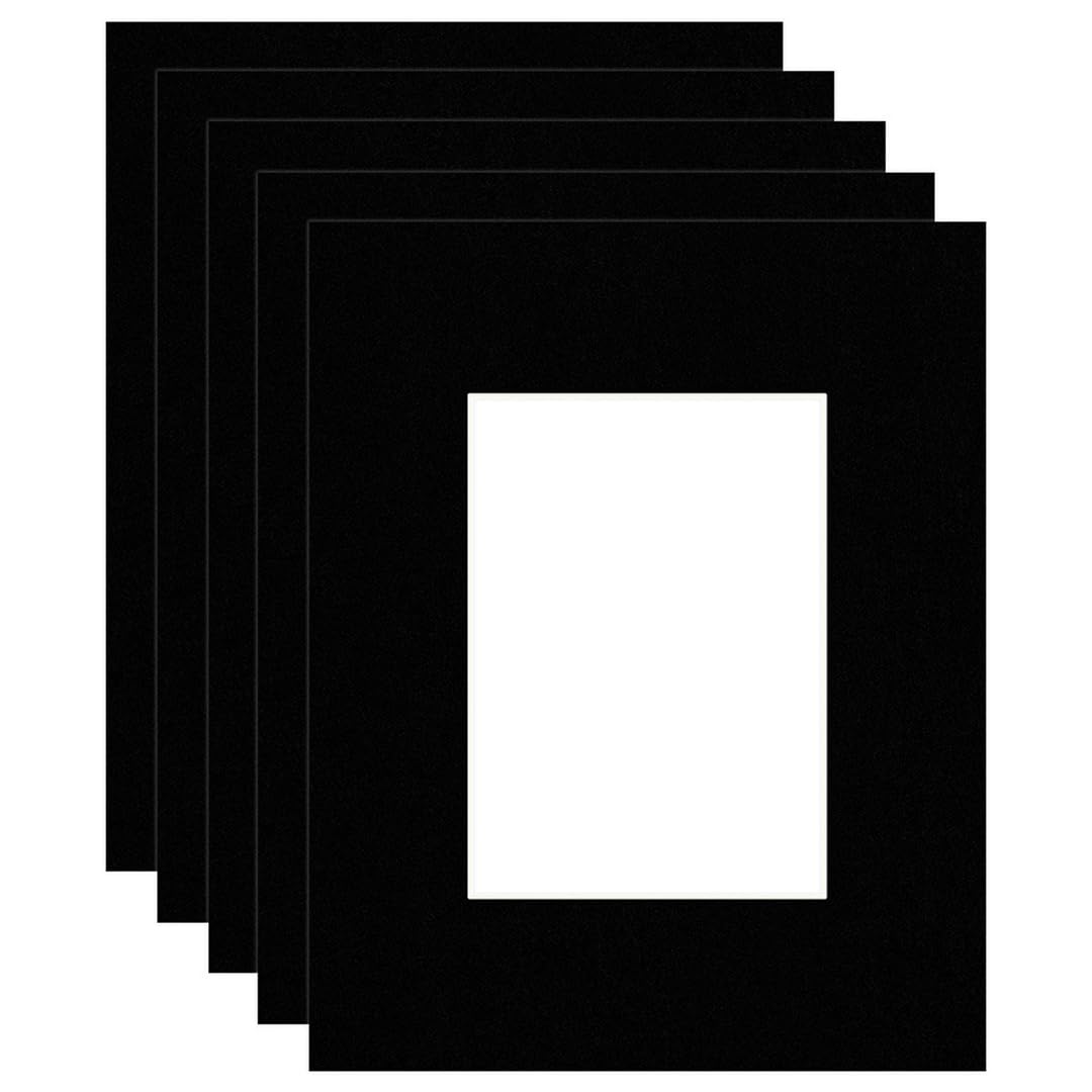 Procut Global 20x16" Black Picture Mounts Board to Fit A4 Aperture Size - Photo Mount Card Ideal for Prints, Artwork, Crafts & Certificates - Sizes & Colors Available - Pack of 5 โ image 1
