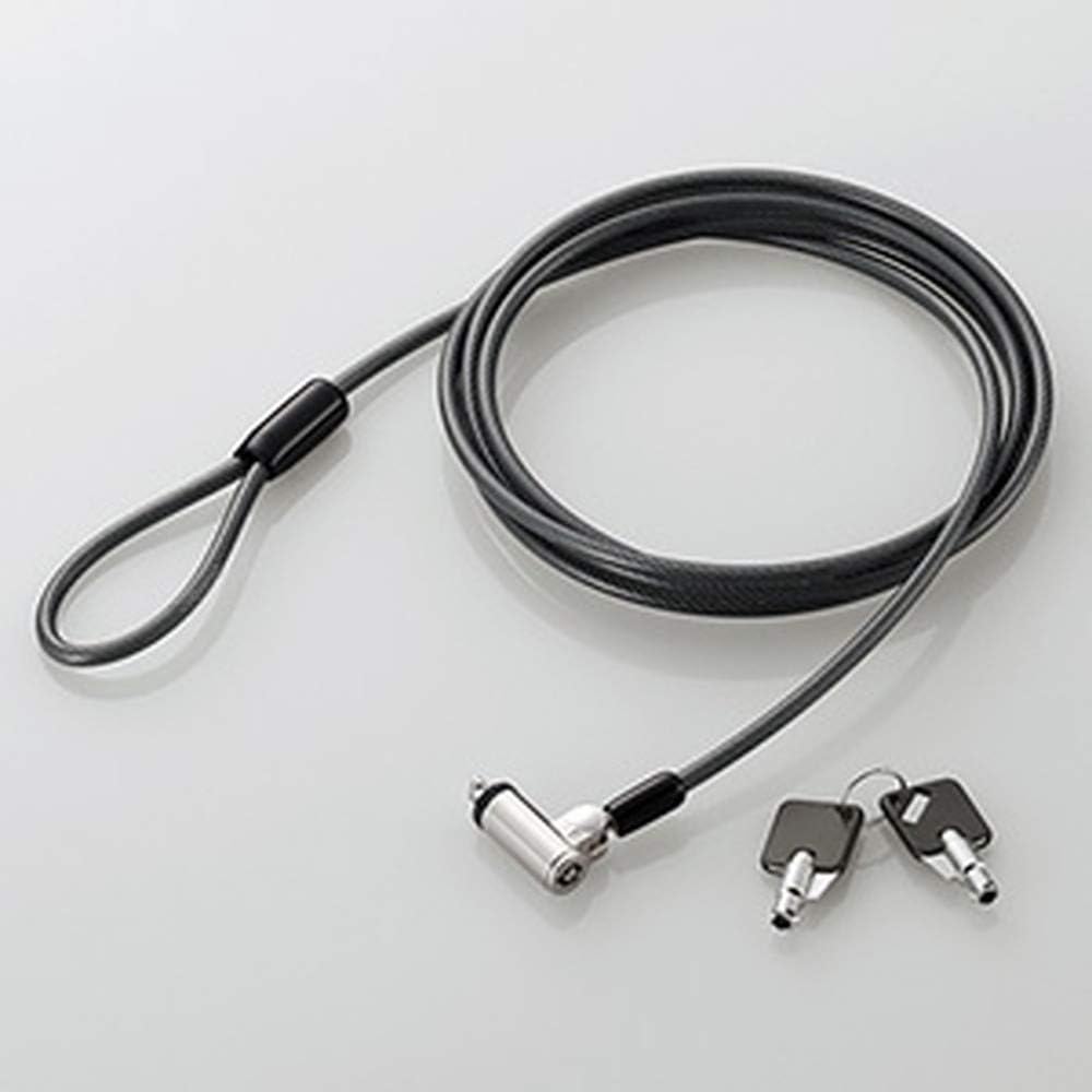 ELECOM Security Lock Wire (2.0 m / 4.5 mm Diameter) Cylinder 360 Degrees rotatable ESL-7T (Japan Import)
