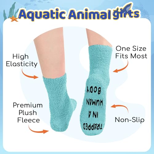 HAPPYPOP Penguin Gifts for Women Men - Fuzzy Green Socks Animal Gifts Teens, Funny Penguin Socks2