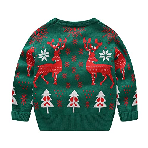 Kids Girls Christmas Sweaters Long Sleeves Reindeer Pattern Pullover Knitwear Tops2