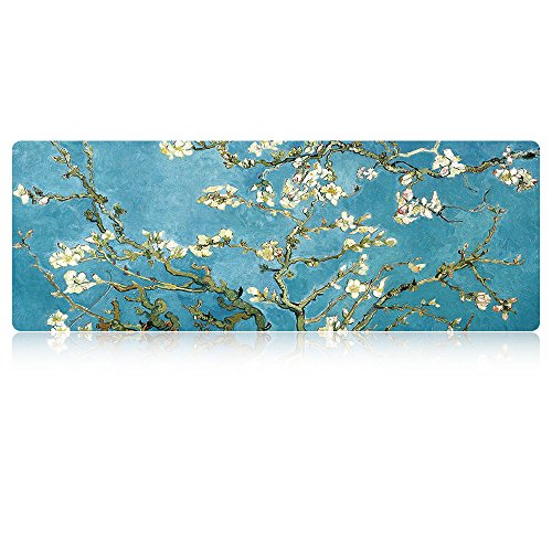 LIEBIRD - Van Gogh Almond Blossoms Mouse Pad -31.5Lx11.8Wx0.12H- Extended Gaming Mouse Pad Portable Large Desk Pad for Laptop - Non-Slip Rubber Base