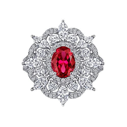 Bague fleur rouge KnSam bijoux mariage soirée romantique argent