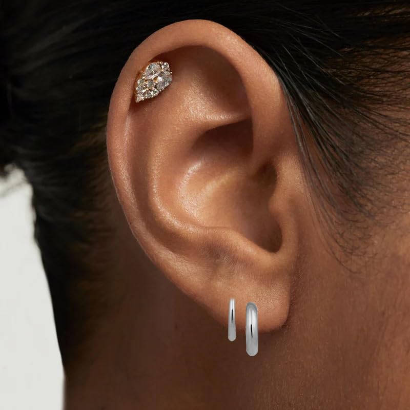 Image of Obidos 14K Gold Plated Illusion Stud Earrings for Women | Triple Huggie Hoop Earrings for One Hole| Trendy Simple Hypoallergenic Fashion Accessories Gold Jewelry Gifts for Womens