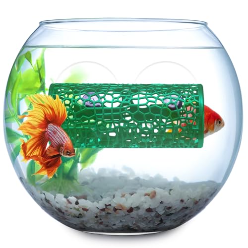 Image of Honeydak 2 Pcs Betta Fish Tank Accessories Betta Tunnel Fish Toys Safe Hollow Hammock Cave Aquarium Decor with Suction Cups for Small Shrimp Reptile Guppies(Green,Hideout Tube)