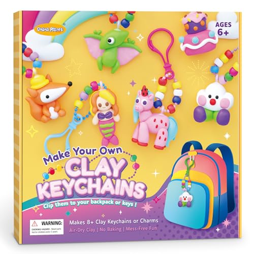 Drama Planet Clay Keychain Craft Kit for Kids Make 8+ Keychains