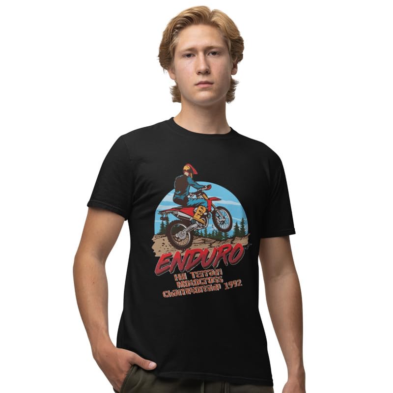 JabroRound Neck Cotton T-Shirt for Men with Enduro Motocross Motorcycle Graphic Print