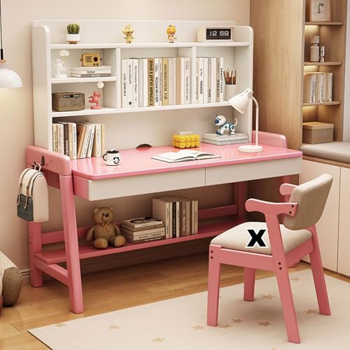 Escritorio de altura ajustable para estudiantes, oficina en casa y habitación de los niños, mesa de oficina de estilo simple (rosa, 80 cm), diseño ergonómico y moderno