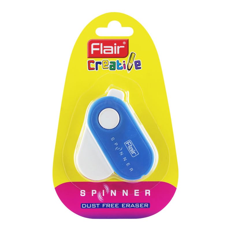 Flair Creative Series Non Toxic Spinner Eraser Blister Set | Neat & Dust Free Erasing | 360 Degree Rotatable with Lock Mechanism | Playful Body Colors | Pack of 6 Erasers
