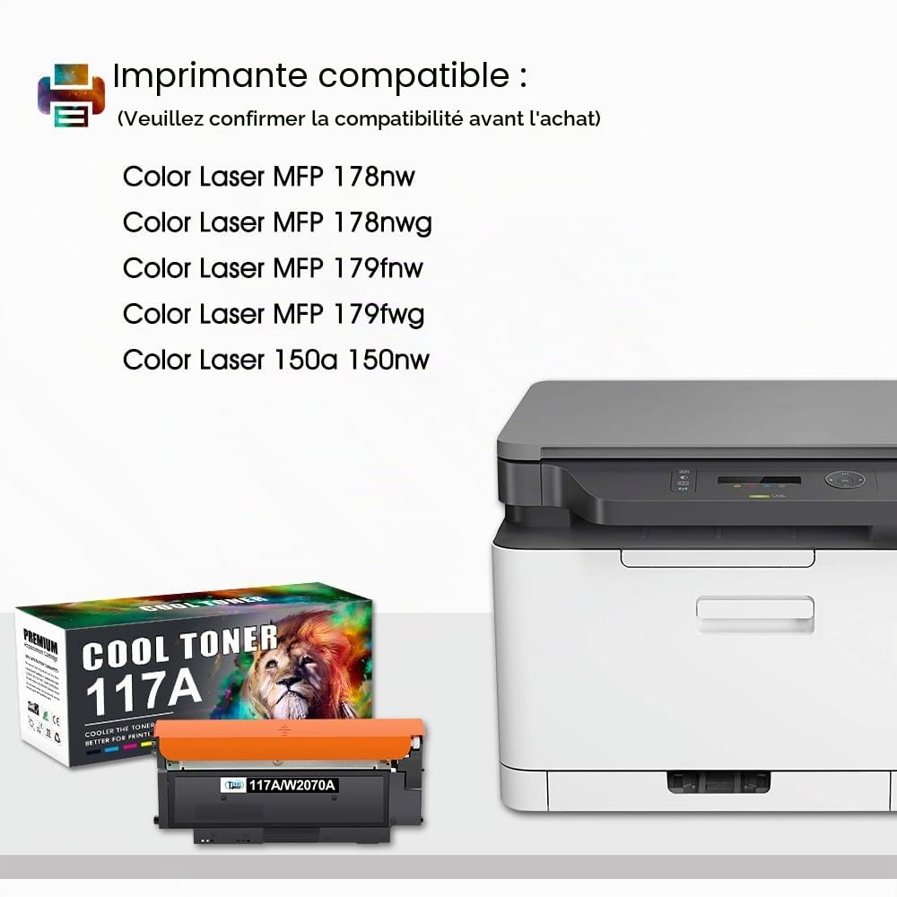 117A de Toner Compatible pour MFP 178nw 178nwg 179fwg Pack de 4