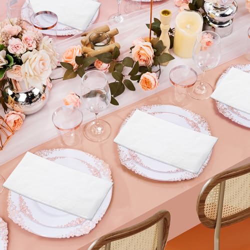 JOWLOT Disposable Napkins, 2-Ply 300 Count Paper Dinner Napkins, White Napkins Bulk for Wedding Party Bathroom and Everyday Use (16.2\" X 15\")