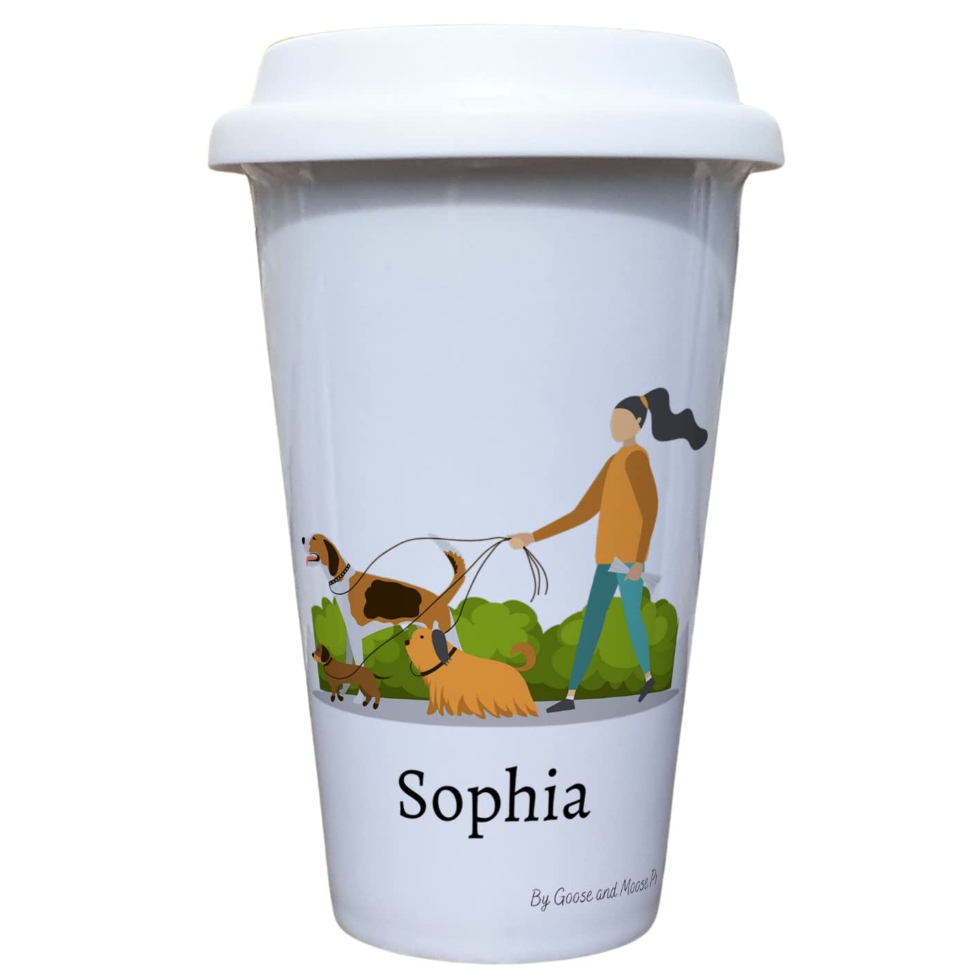 Dog Walking Hobby Travel Mug Personalised - Gift for Dog Lover - Personalised Dog Walking Thermal Ceramic Insulated Travel Mug