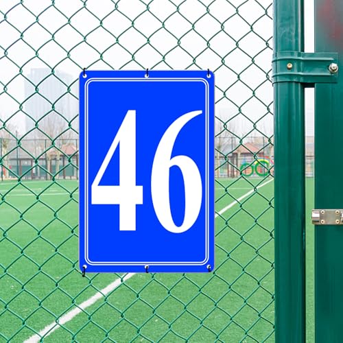 Image of Premium Aluminum Number Signs 46, Metal 12 inch X 8 inch Blue Numbered Signs Outdoor for Parking Lots, Floor, Dock, Court, Aisle, Field, High Visibility, No Fade, Weather-resistant