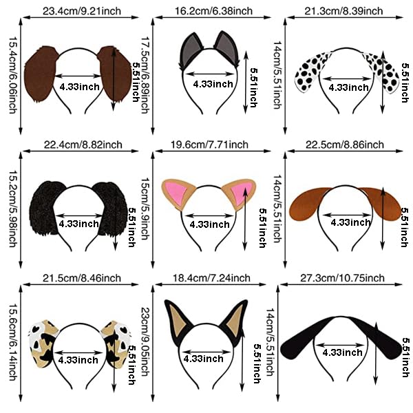 9PCS Dogs Ear Headbands for Pet Birthday Party Favors for Costumes Dress-Up Party Supplies - Image 2