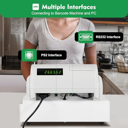 Image of 47 Keys Electronic Cash Register, Cash Register with Coin Drawer Box Cash Management System 6 Digits LED Display POS Bill Coins System for Small Businesses Retailers Supermarkets, White