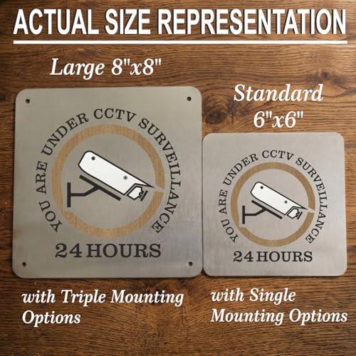 Image of CCTV Surveillance Sign, 8x8 Inch, Durable Steel, Triple Mount