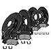 CCK01783 FRONT + REAR Powder Coated Black [4] Calipers + [4] Black D/S Rotors + Low Dust [8] Ceramic Pads